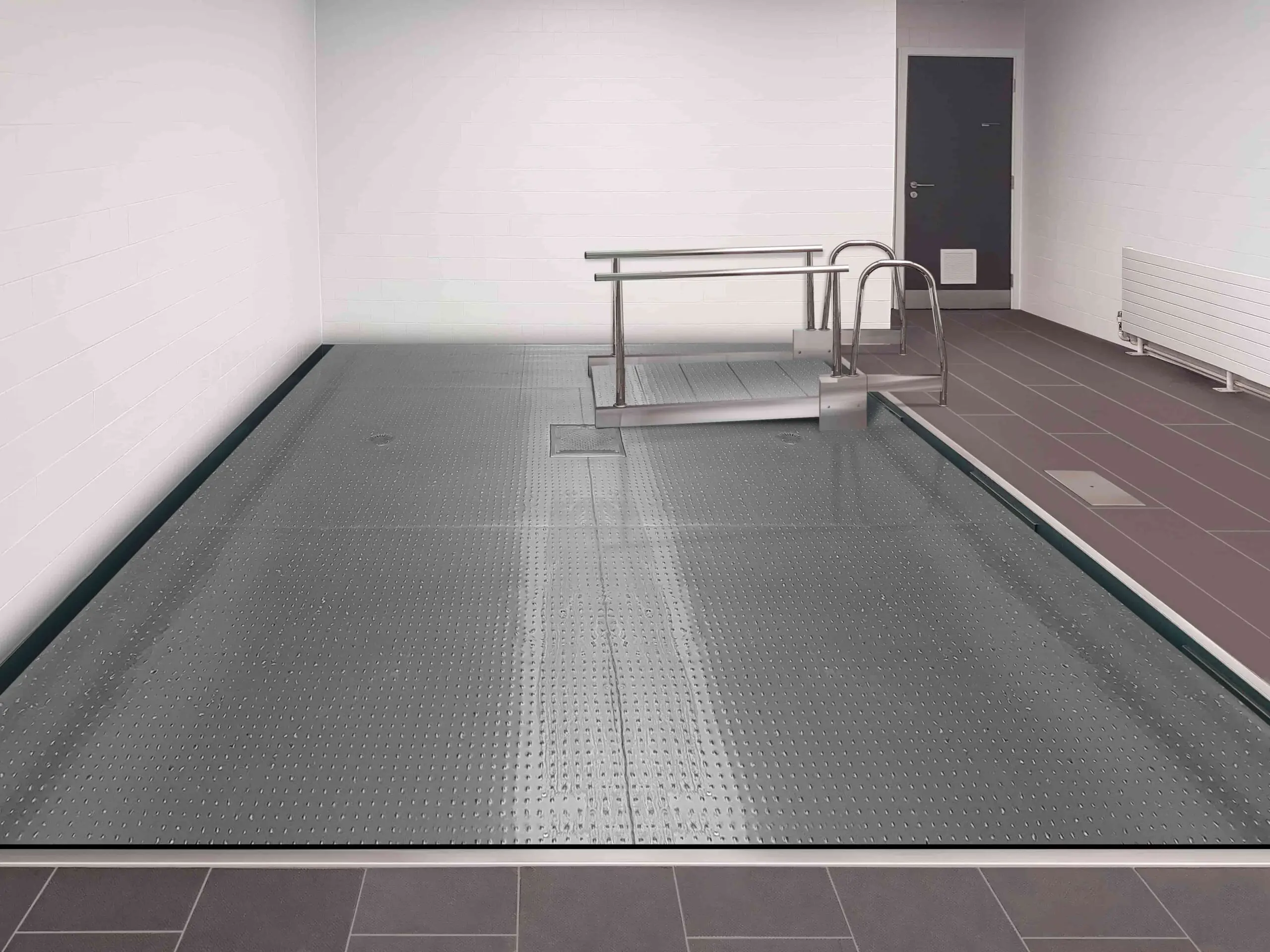 Swimming pool flooring: create stunning, multipurpose spaces with movable pool floors 3 Piscina terra moIEbil terapeutica coberta scaled 1